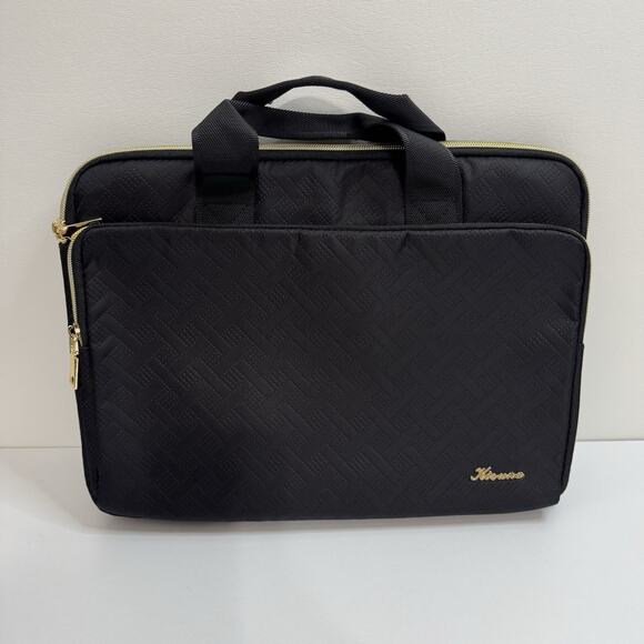 Kizuna Laptop Bag, Black Textured Design, Handles - Fits Small Laptop Up to 13" - Picture 1 of 6